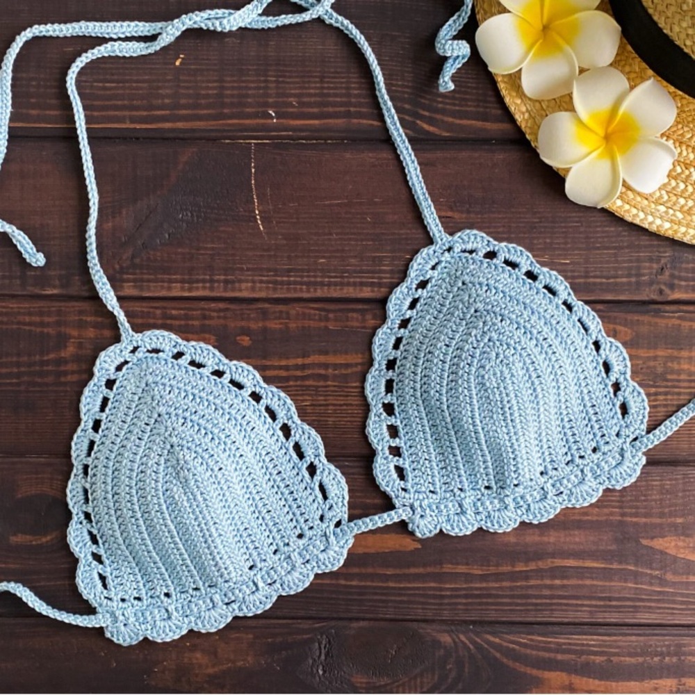 Light Blue Crochet Bikini Top